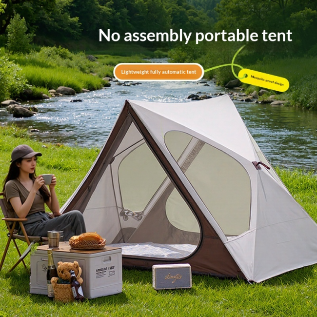 Seaside Beach Tent Park Automatic Quick Opening Triangle Tent Outdoor Portable Folding Camping Tent Sunshade and Rainproof