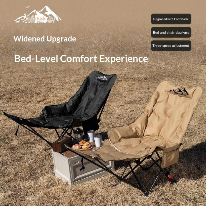 Outdoor folding chair, portable with foot mop and cotton moon chair, adjustable in three levels, adjustable for office nap lounge chair
