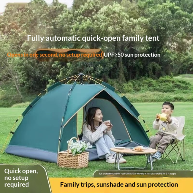 3-4 people tent outdoor camping portable folding park picnic camping overnight thickening fully automatic sun protection