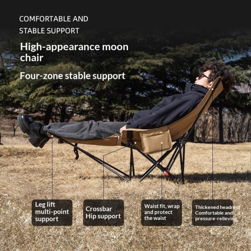 Outdoor folding chair, portable with foot mop and cotton moon chair, adjustable in three levels, adjustable for office nap lounge chair