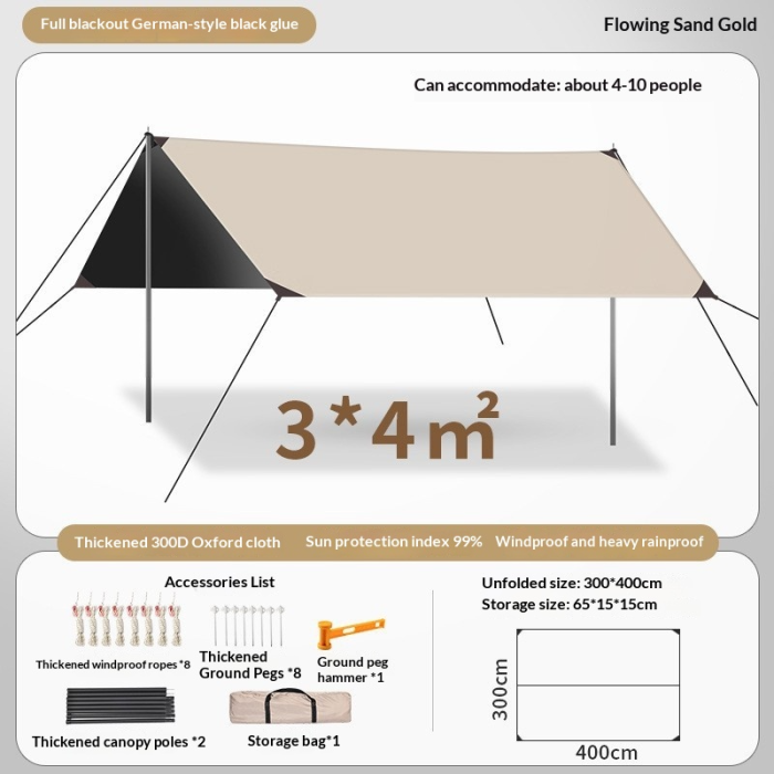 Outdoor Sky Tent Camping Portable Camping Picnicking Sunscreen and Rainproof Thickened UV resistant Cooling Shed Sunshade