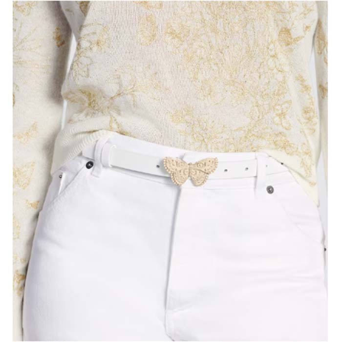 Dior Unisex CD Dior Métamorphose Belt White Ultrasmooth Calfskin 20 MM Width