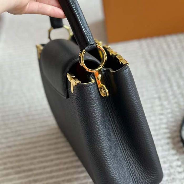 Louis Vuitton LV Women Capucines BB Black Taurillon Leather Cowhide M23263