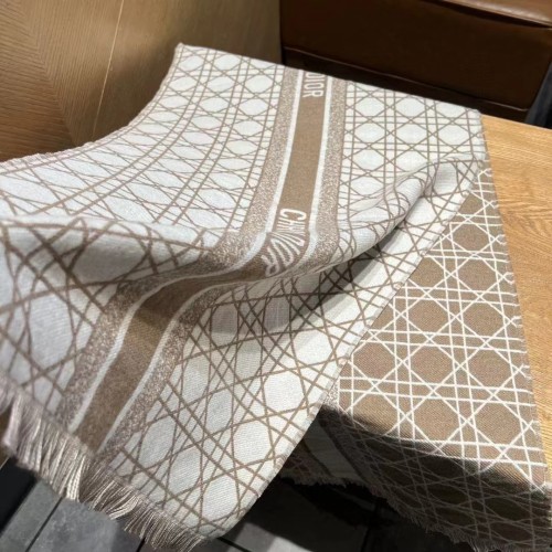 Dior Unisex Cannage Scarf Rose Des Vents Ecru Cashmere Virgin Wool