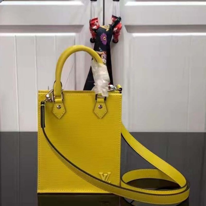 Louis Vuitton Unisex Petit Sac Plat Yellow Epi Embossed Supple Grained Cowhide
