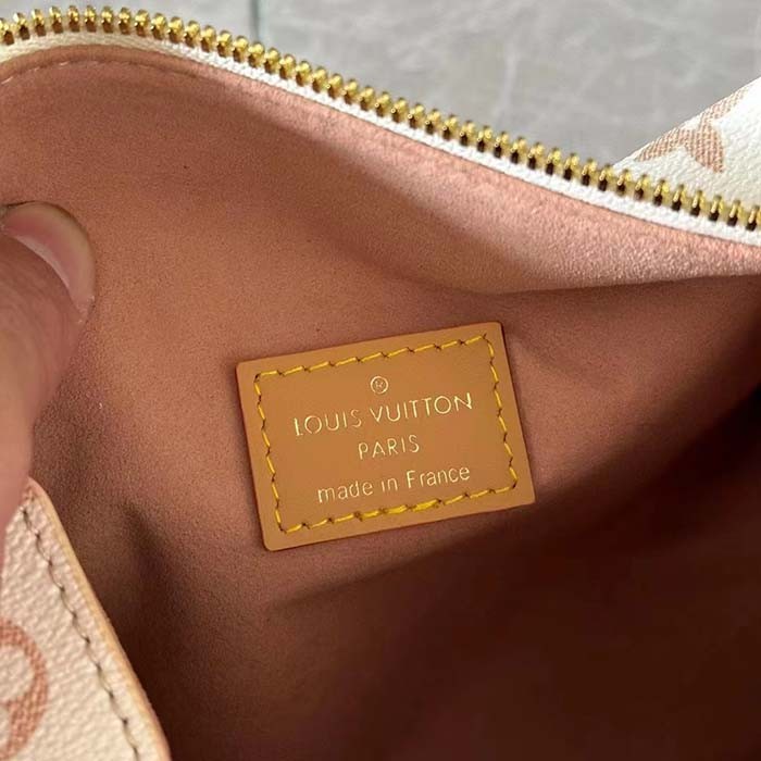 Louis Vuitton LV Women Side Trunk MM Monogram Dune Coated Canvas Cowhide-Leather