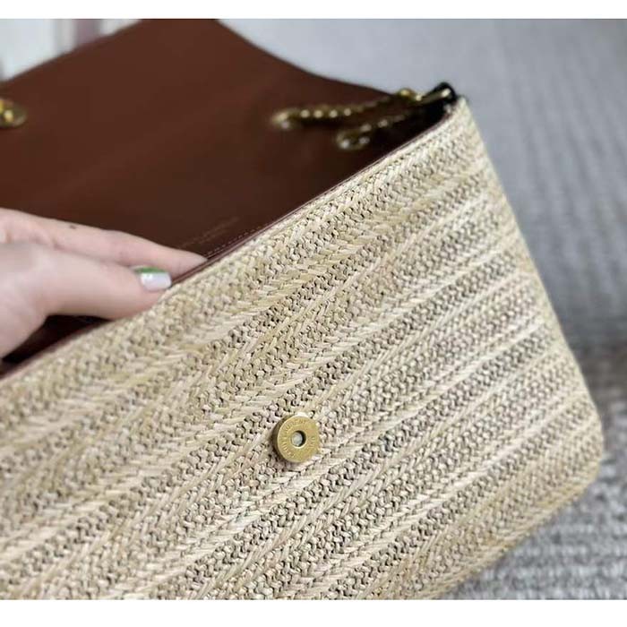 Saint Laurent YSL Women Niki Medium Chain Bag Raffia Leather