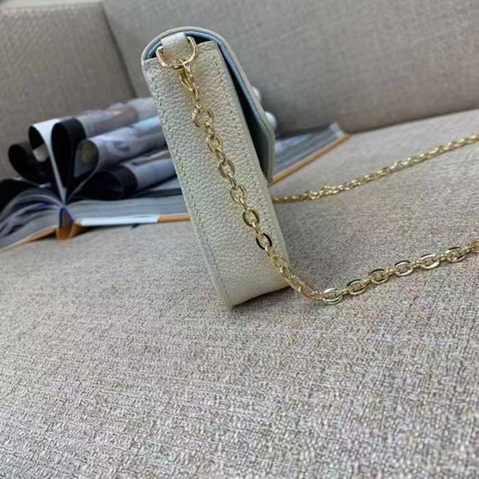 Louis Vuitton LV Women Félicie Pochette Latte White Candy Blue Monogram Empreinte Embossed Supple Grained Cowhide Leather