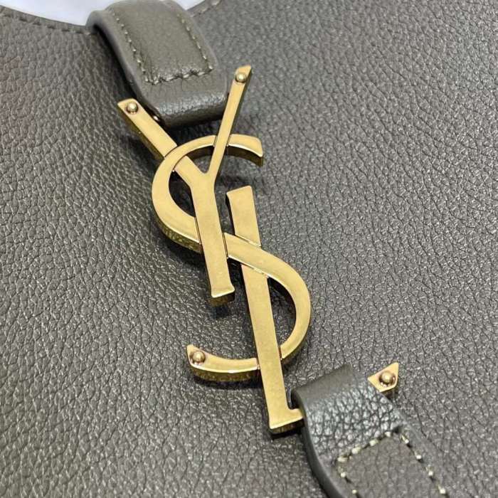 Saint Laurent YSL Women LE 5 À 7 Supple Small Grained Grey Leather