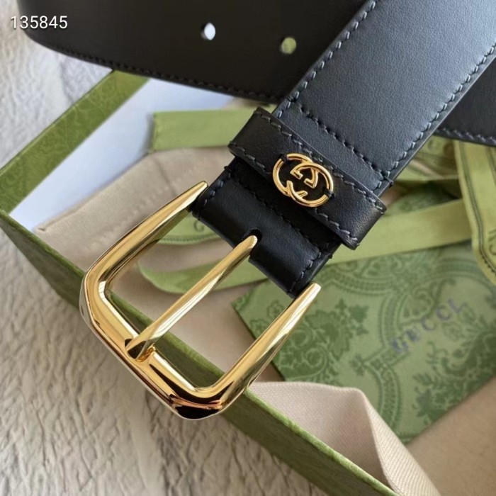 Gucci Unisex GG Belt with Square Buckle and Interlocking G 3.6 cm Width