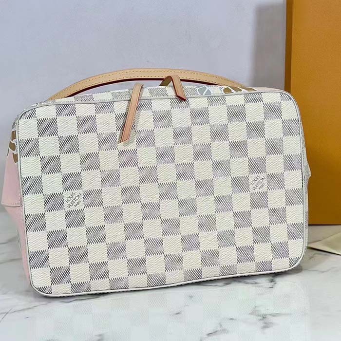 Louis Vuitton Women NeoNoé MM Bucket Bag Damier Azur Coated Canvas