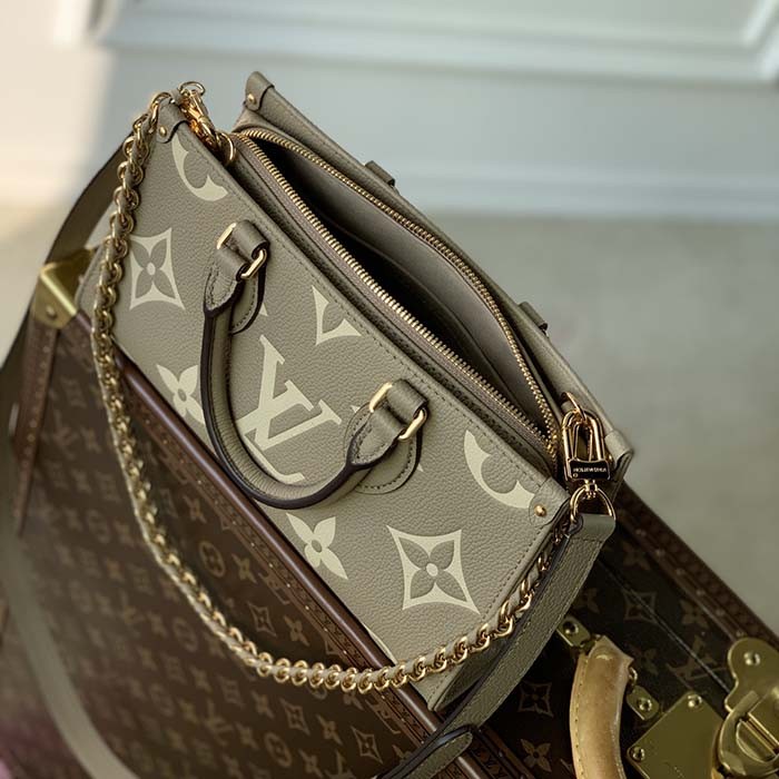 Louis Vuitton LV Women OnTheGo East West Dove Cream Embossed Grained Cowhide Leather