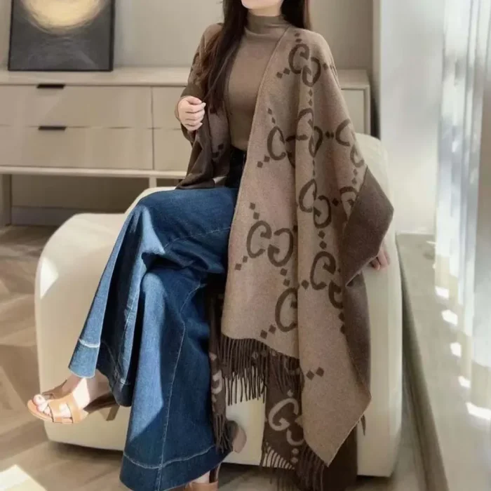 Gucci Women Reversible Jumbo GG Cashmere Cape 7743084GABX9764