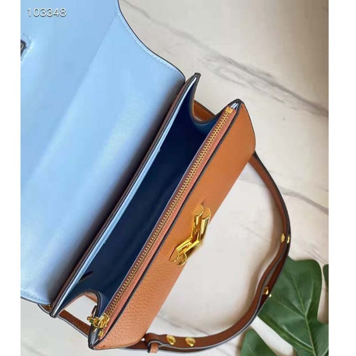 Louis Vuitton LV Women Twist One Handle PM Handbag Brown Taurillon Cowhide