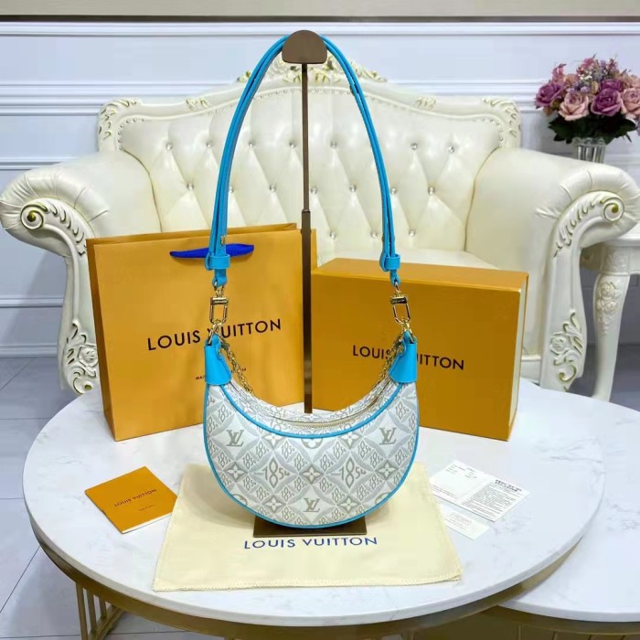 Louis Vuitton LV Women Loop Ecru Blue Since 1854 Jacquard Textile Cowhide Leather