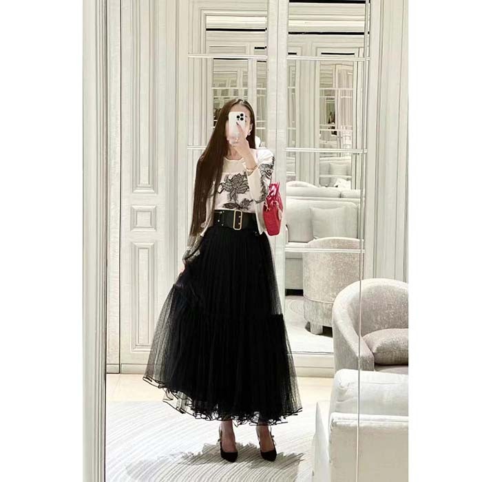 Dior Women CD Saddle Belt Black Smooth Calfskin Technical Fabric 80 MM Width