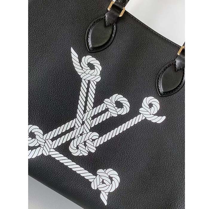 Louis Vuitton Unisex LV OnTheGo MM Black Grained Calfskin Hook Closure