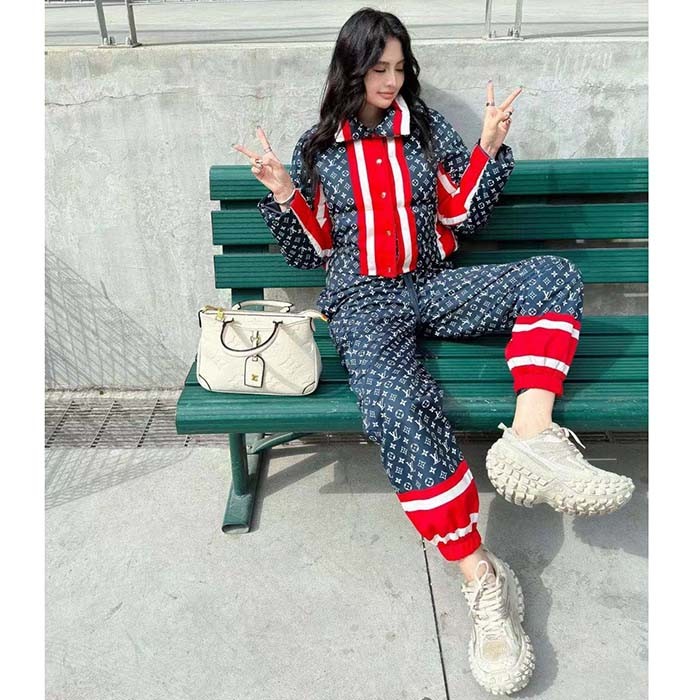 Louis Vuitton LV Women Tricolor Monogram Puffer Jacket Polyamide Navy Red
