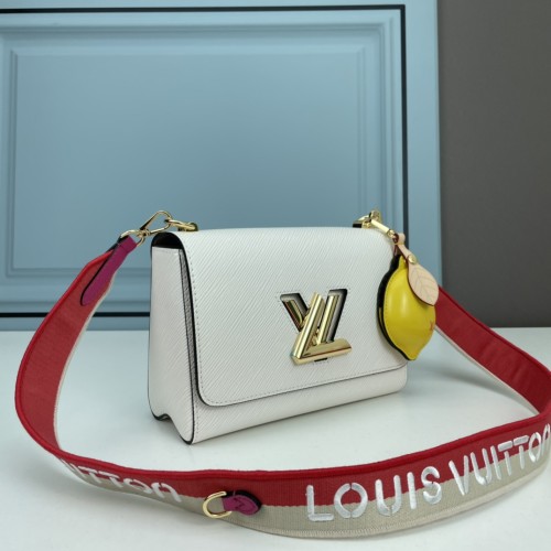 Louis Vuitton LV Women Twist MM Lemon Handbag White Epi Grained Cowhide