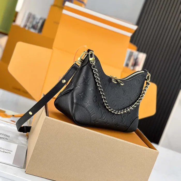 Louis Vuitton LV Women Boulogne PM Embossed Grained Cowhide Leather-Black M12930