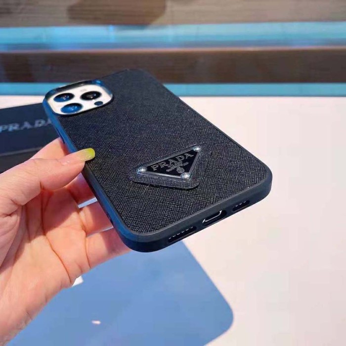 Prada Women Saffiano Leather iPhone Cover-Black