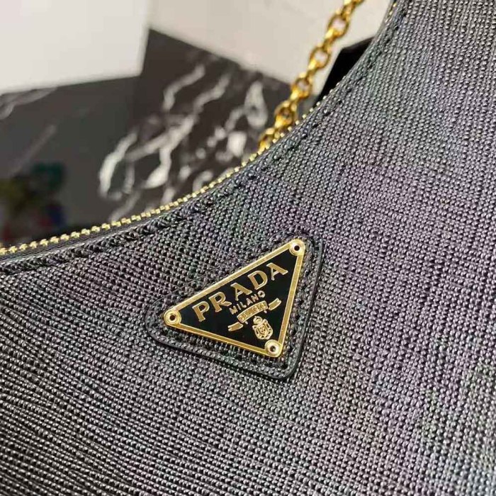 Prada Women Prada Re-Edition 2005 Saffiano Leather Bag-Black