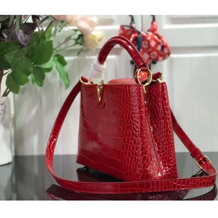 Louis Vuitton LV Women Capucines BB Handbag Red Crocodilien Brillant Savoir Faire