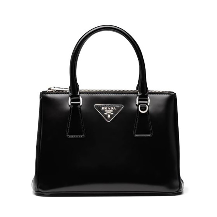 Prada Women Galleria Brushed Leather Small Bag-Black