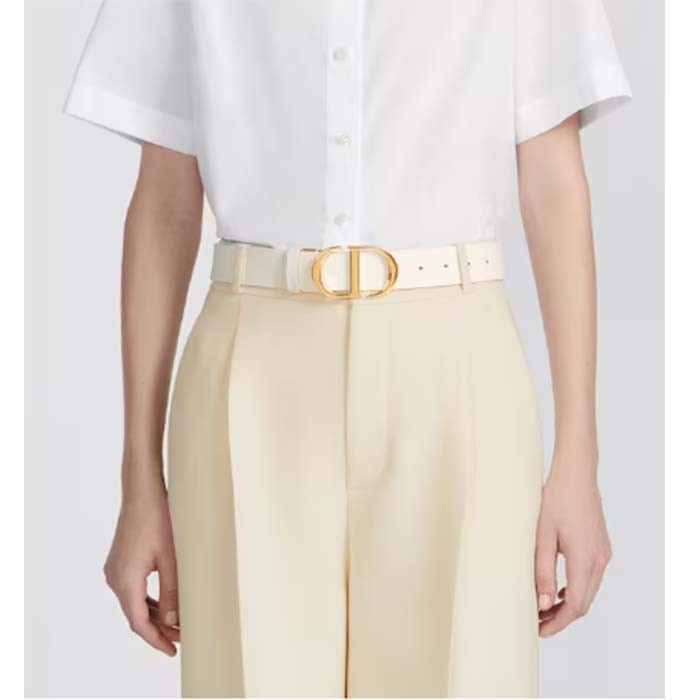 Dior CD Unisex 30 Montaigne Reversible Belt Black Latte Smooth Calfskin 35 MM Width