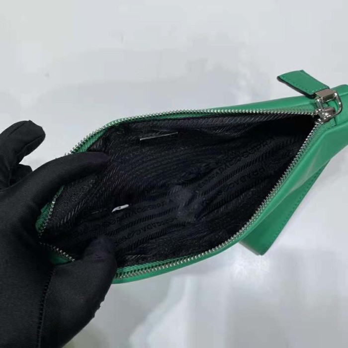 Prada Women Leather Triangle Leather Pouch-Green