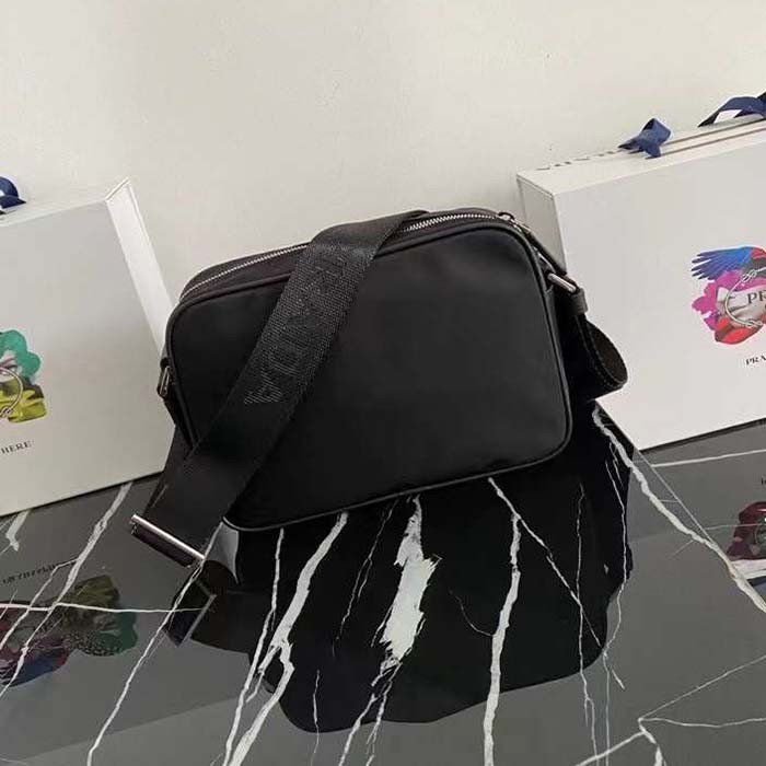 Prada Unisex Re-Nylon Saffiano Shoulder Bag Zipper Closure Fabric Leather