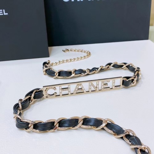 Chanel Women CC Chain Belt Lambskin Gold-Tone Metal Strass Black