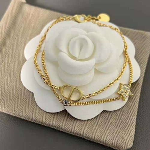 Dior Women 30 Montaigne Long Necklace Gold-Finish Metal and White Crystals