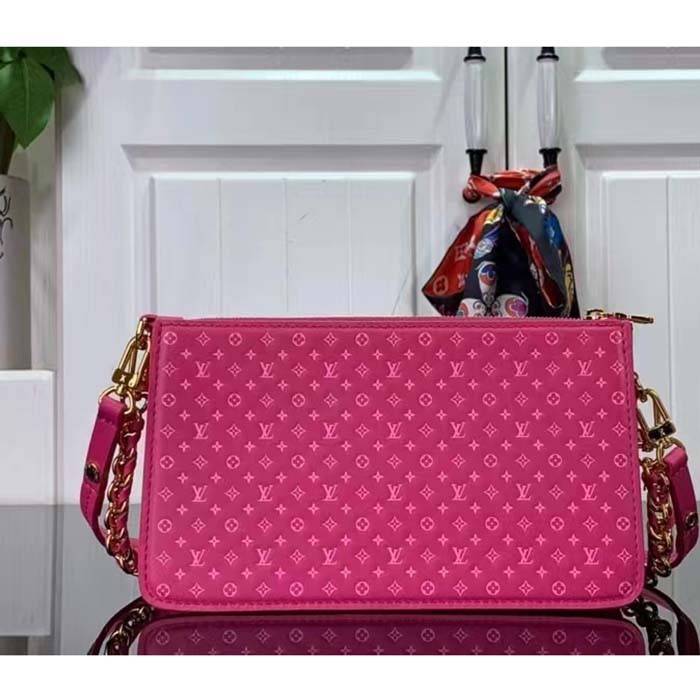 Louis Vuitton LV Women Lexington Pouch Rose Pink Monogram-Embossed Calf Leather