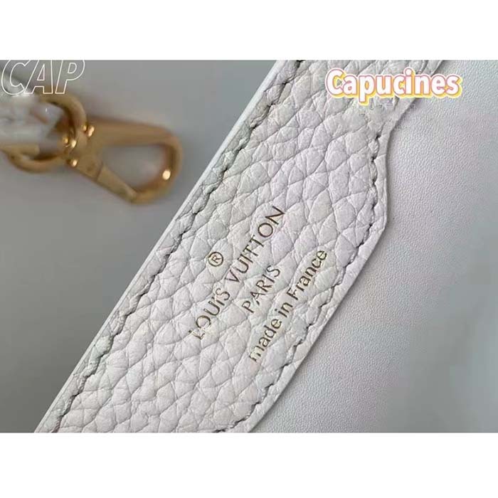 Louis Vuitton LV Women Capucines BB Handbag Snow White Taurillon Cowhide Leather