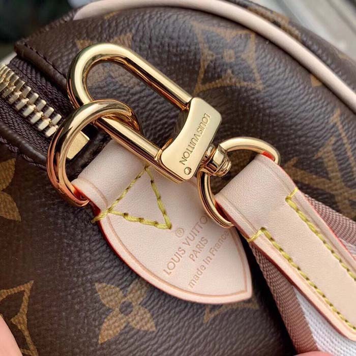 Louis Vuitton LV Women Speedy Bandoulière 20 Handbag Pink Orange Monogram Coated Canvas