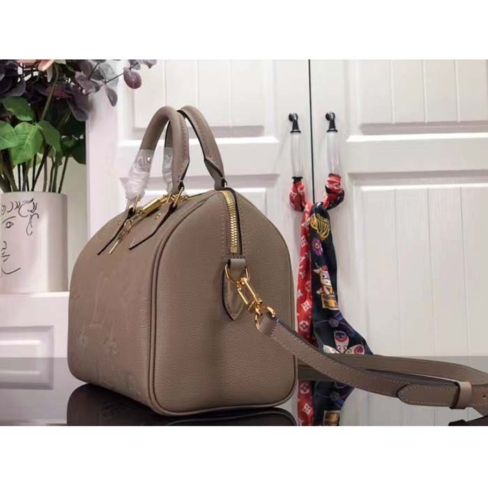 Louis Vuitton Women Speedy Bandoulière 25 Handbag Tourterelle Embossed Grained Cowhide Leather