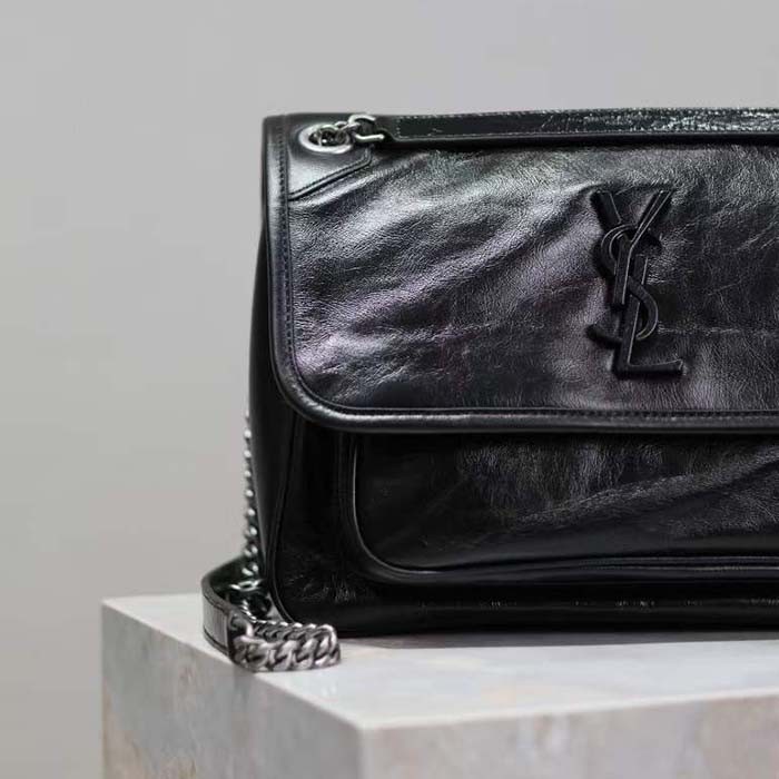 Saint Laurent YSL Women Niki Medium Grained Lamnskin Black