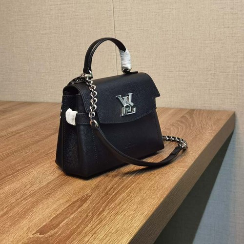 Louis Vuitton LV Women Lockme Ever Mini Handbag Black Grained Calf Leather