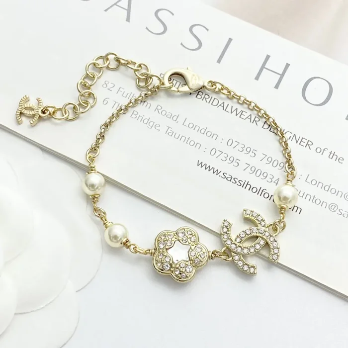 Chanel Women Bracelet Metal Glass Pearls Strass ABF382