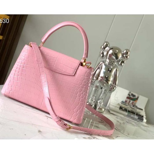 Louis Vuitton LV Women Capucines MM Pink Brilliant Alligator Leather N94260