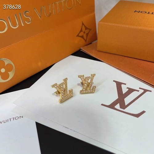 Louis Vuitton Women LV Iconic Pearls Earrings Metal Gold-Color Finish White Resin Pearls Enamel