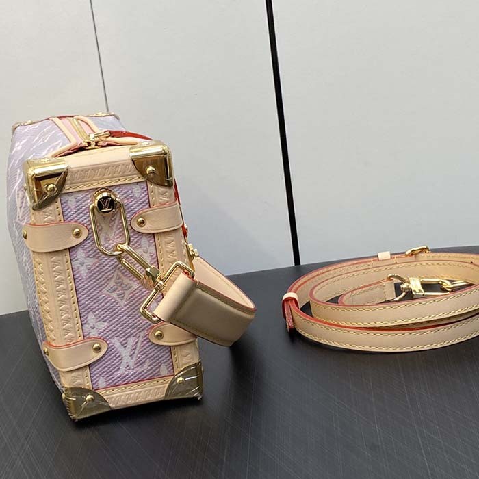 Louis Vuitton LV Women Side Trunk Rose Monogram Coated Canvas Cowhide Leather