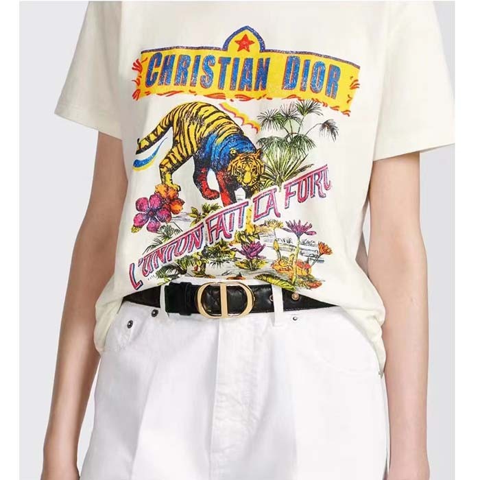 Dior Unisex CD 30 Montaigne Belt Black Cannage Calfskin 3 CM Width