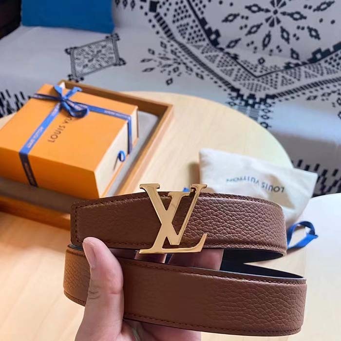 Louis Vuitton Unisex LV Initiales 40 MM Reversible Belt Taurillon Calf Leather Signature Buckle