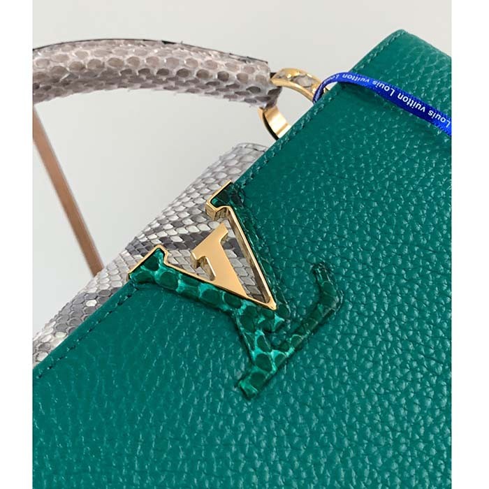Louis Vuitton LV Women Capucines BB Handbag Green Taurillon Python Skin Leather