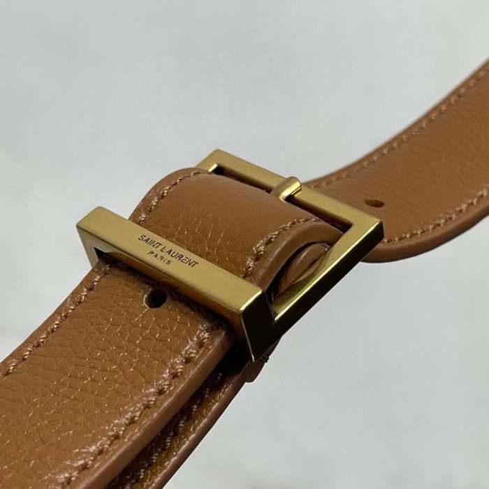 Saint Laurent YSL Women LE 5 À 7 Supple Small Grained Brown Leather