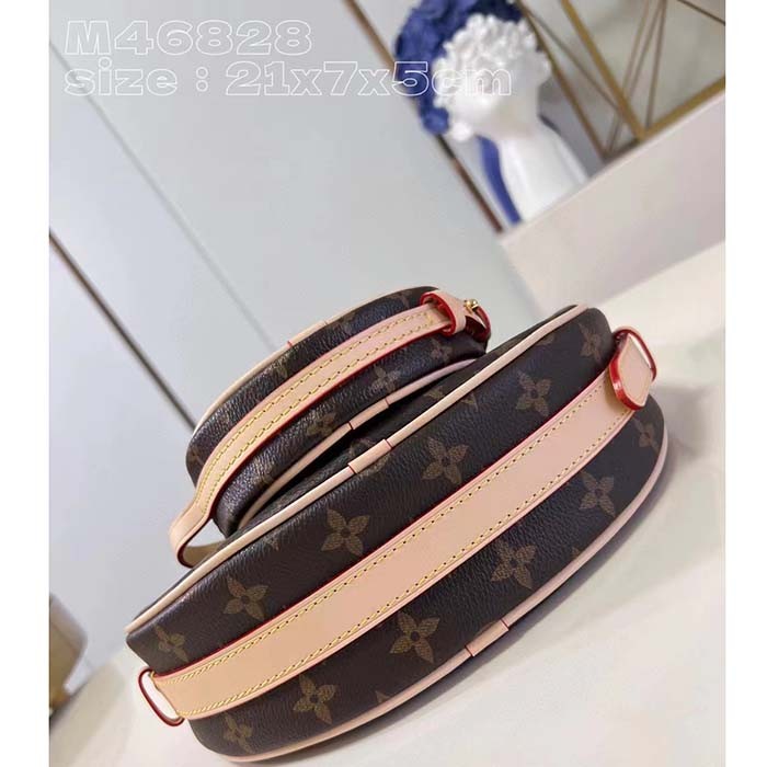 Louis Vuitton LV Women Croissant MM Monogram Coated Canvas Natural Cowhide-Leather M46828