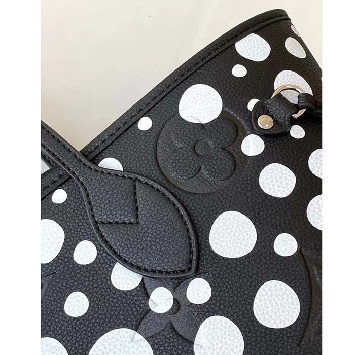 Louis Vuitton Women LVxYK Neverfull MM Tote Black White Embossed Grained Monogram Empreinte Cowhide