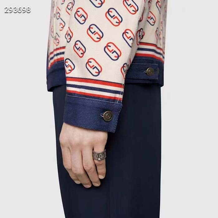 Gucci Unisex Silver Ring Double G Bi-Color 925 Sterling Silver Textured Snake-Shaped Trim